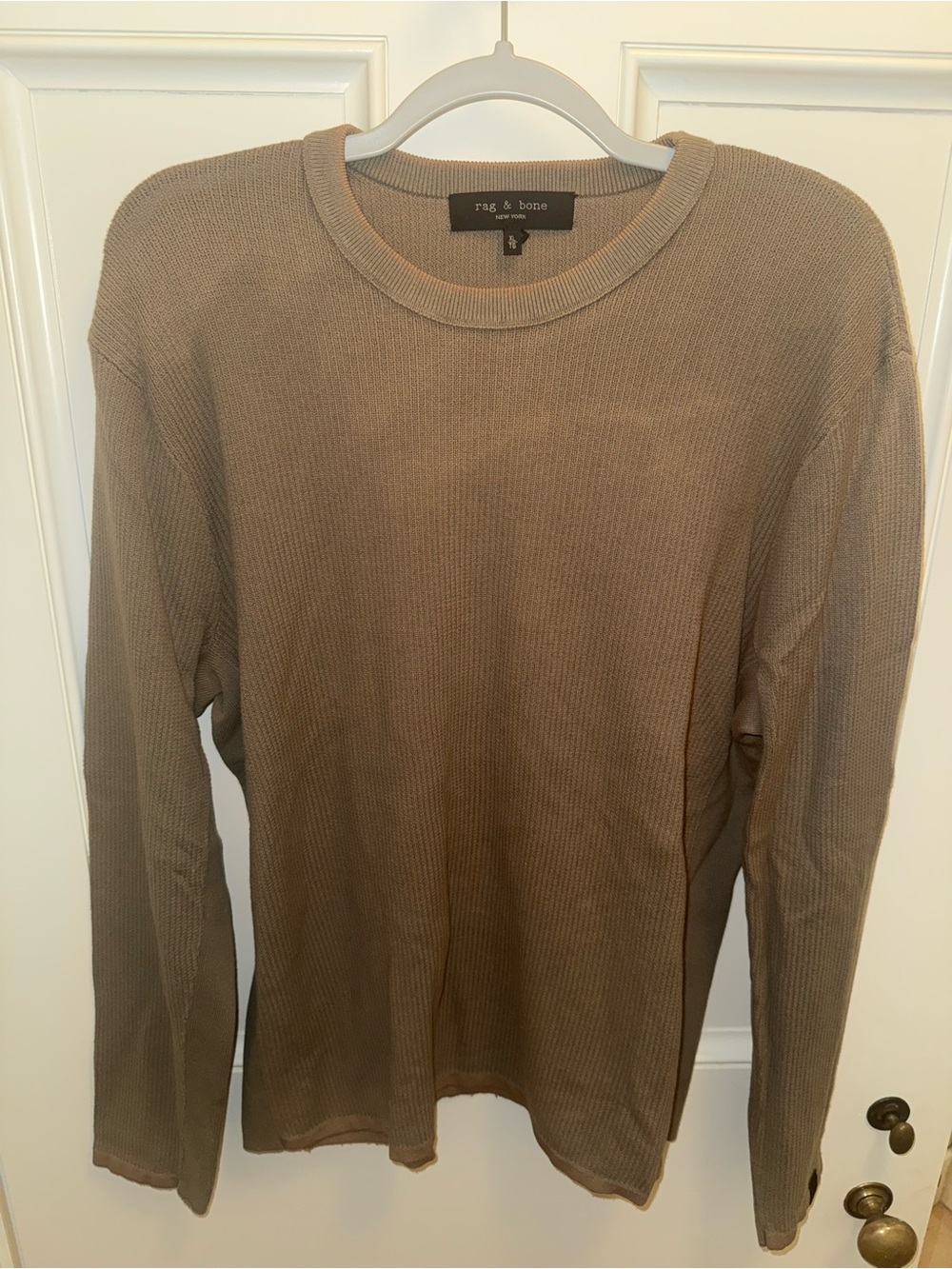 rag & bone Crewneck Waffle Knit Thermal - Taupe